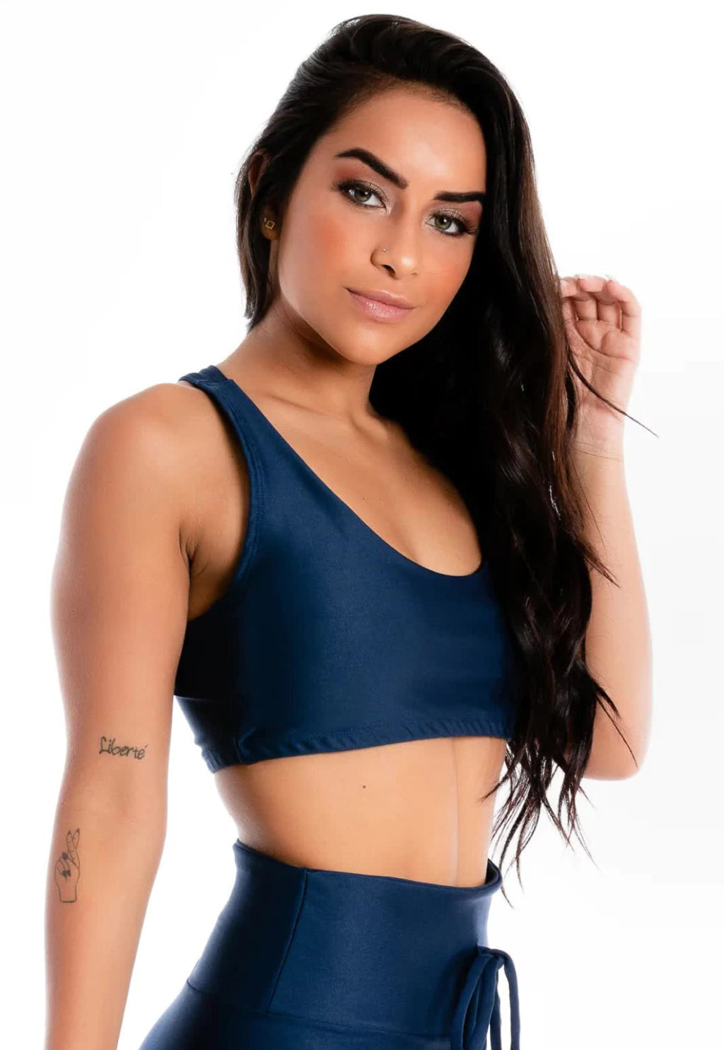 Cropped Nadador Azul Marinho Liso