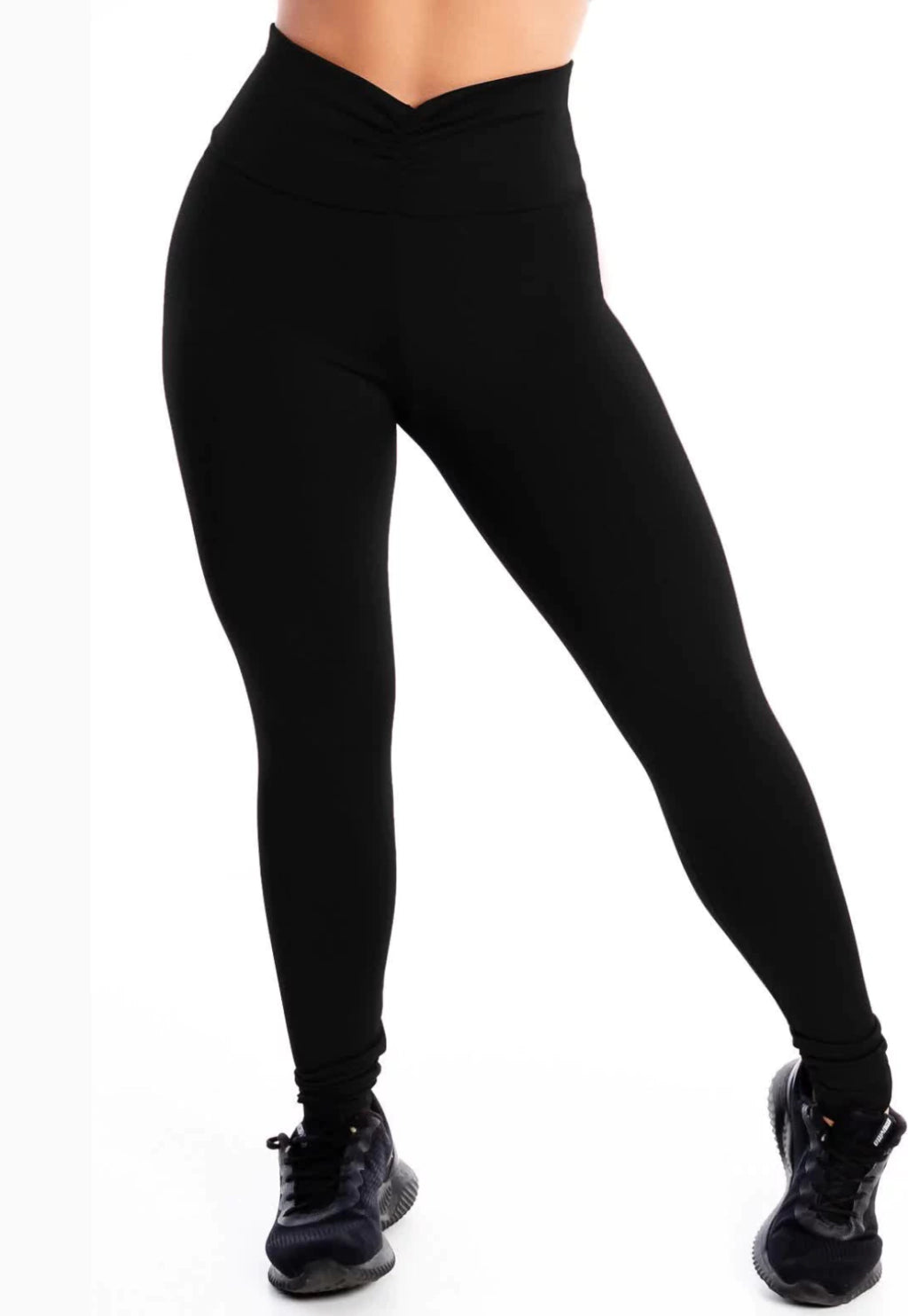 Calça Detalhe Cós Preto Legging Lisa