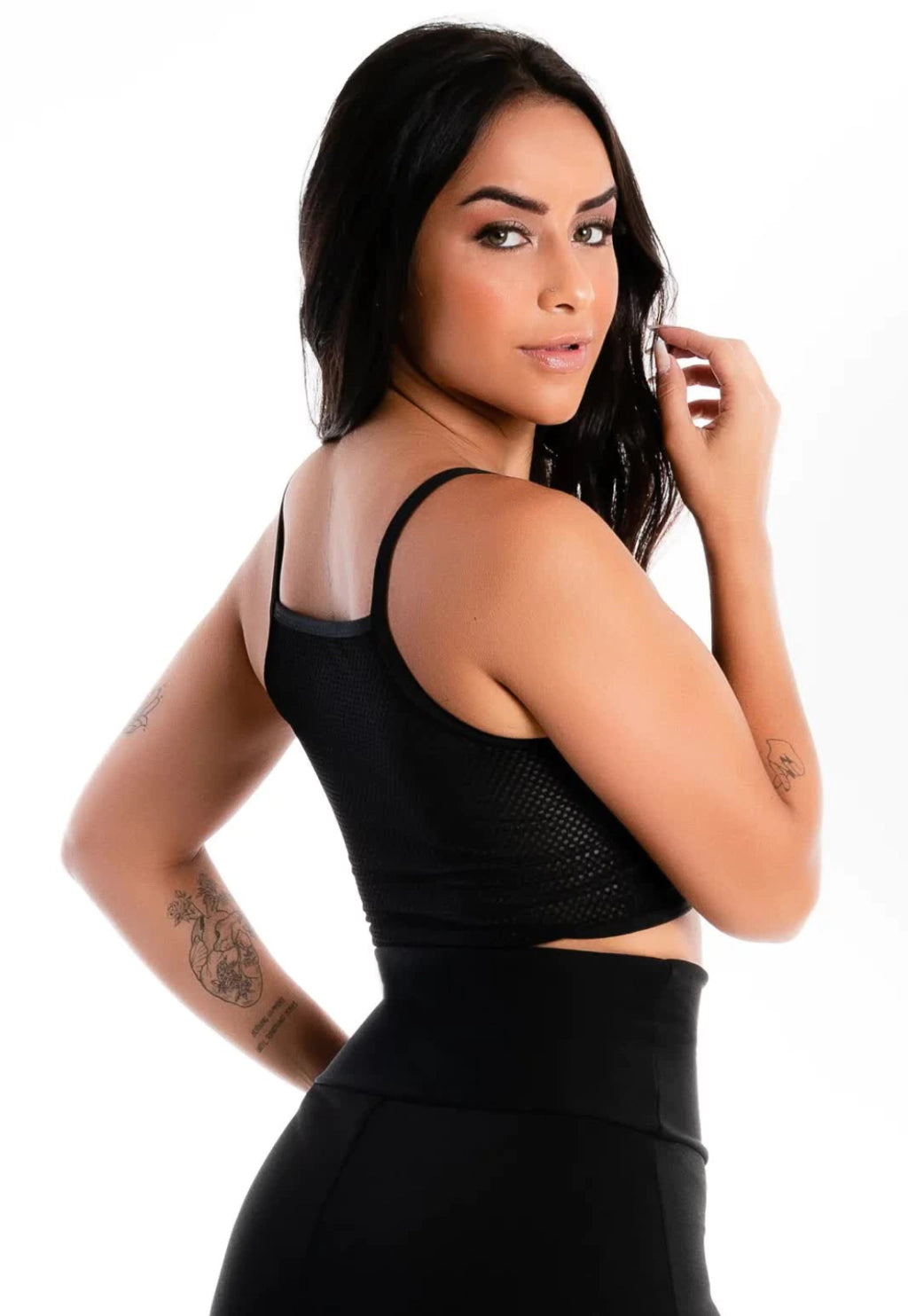 Cropped Preto Com Tela Alcinha