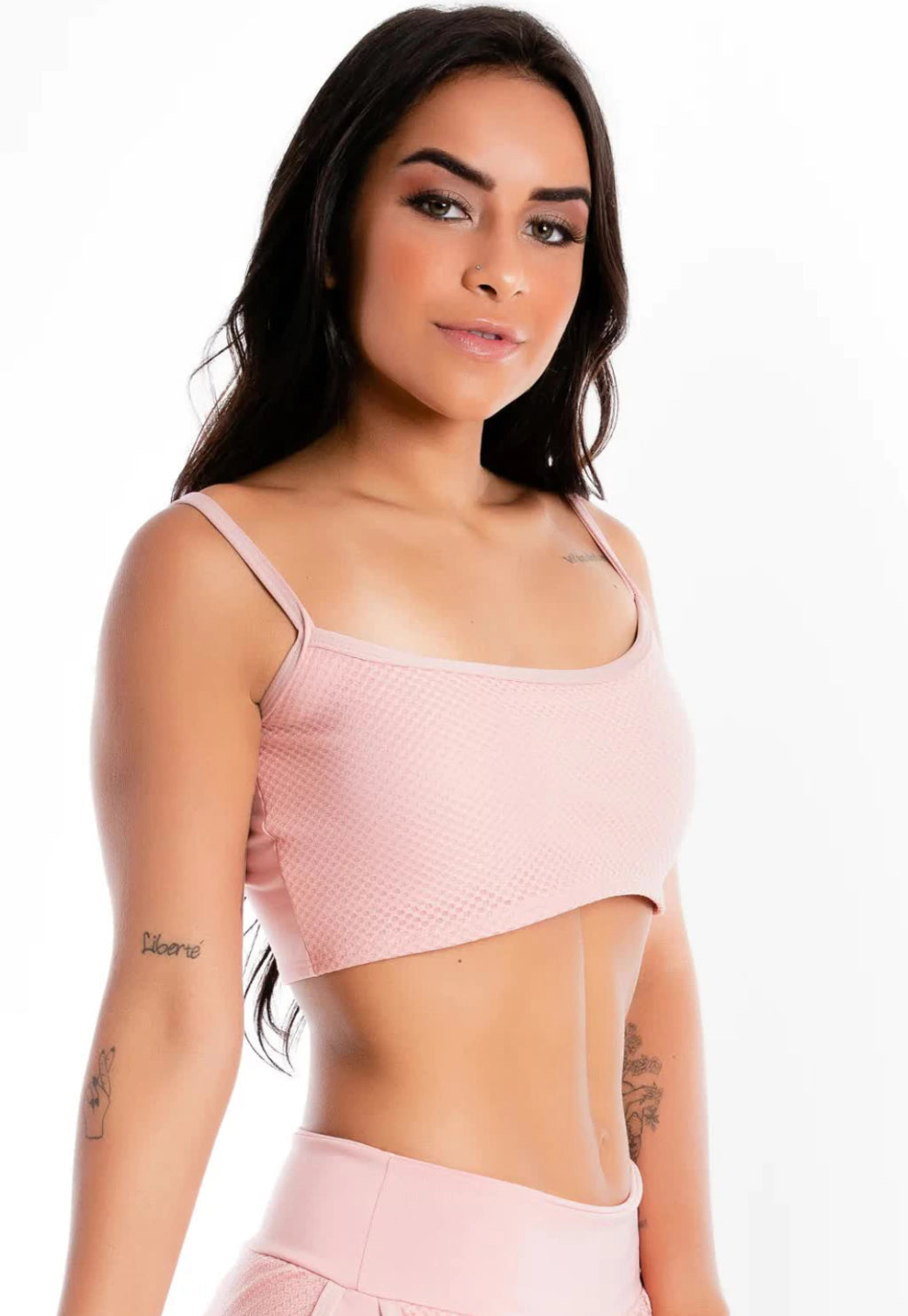 Cropped Alcinha Liso Rose