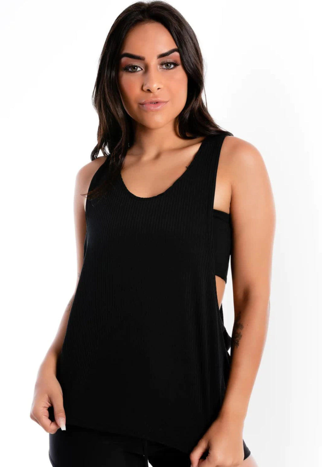 Blusa Com Cropped Tomara que Caia Feminina Preta Lisa