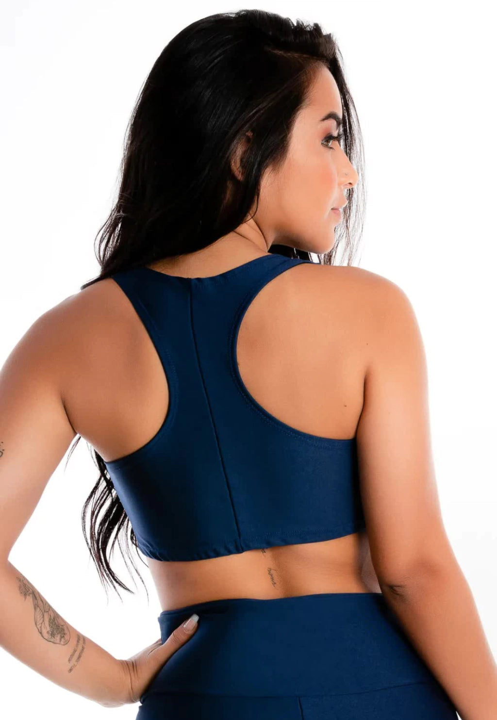 Cropped Nadador Azul Marinho Liso