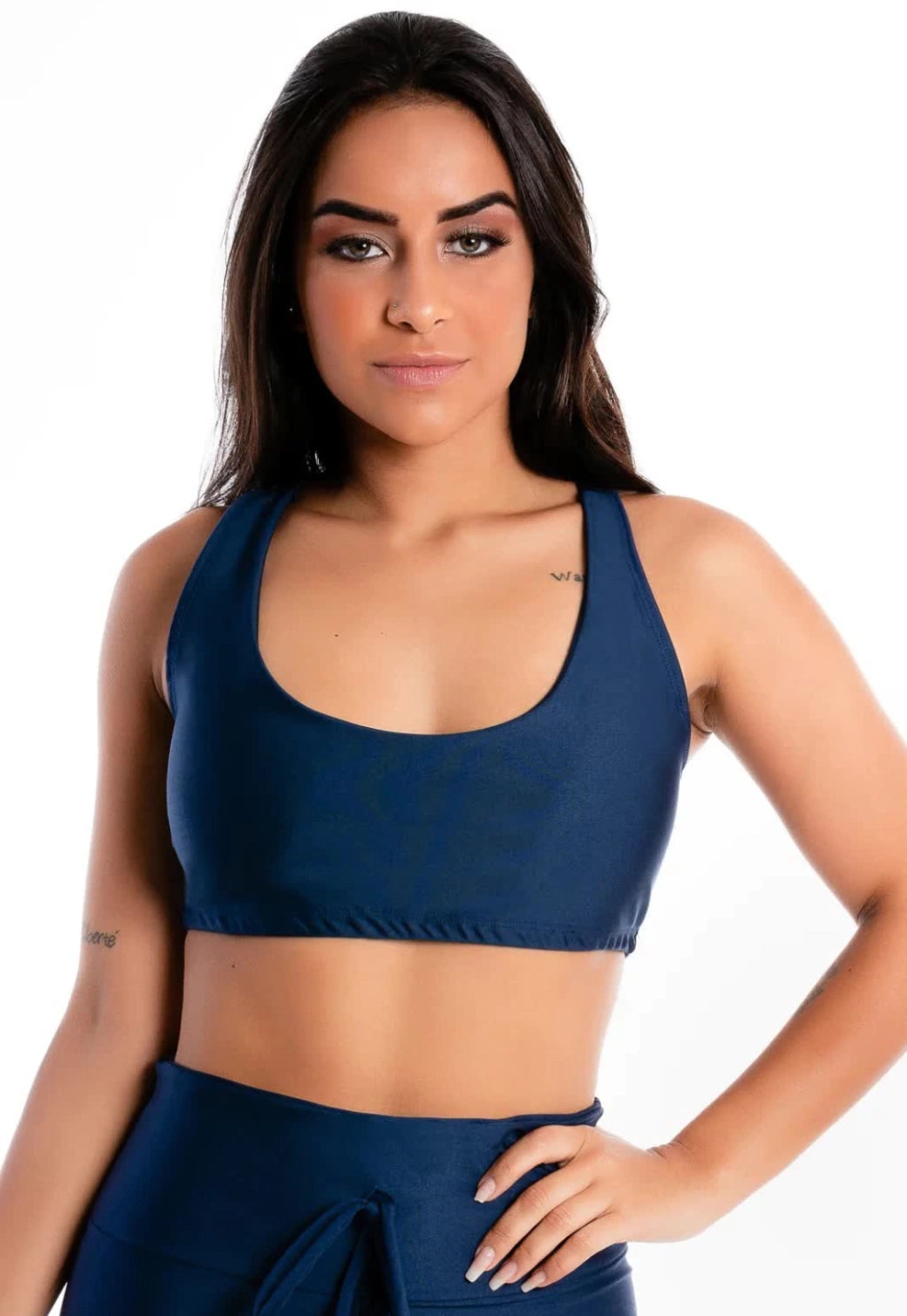 Cropped Nadador Azul Marinho Liso