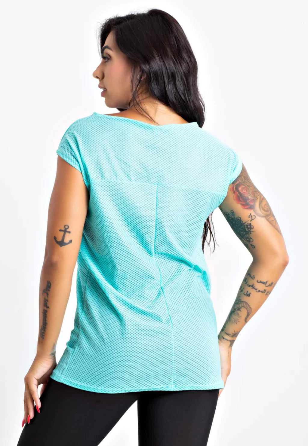 Blusa Manga Curta Verde Fitness Tela