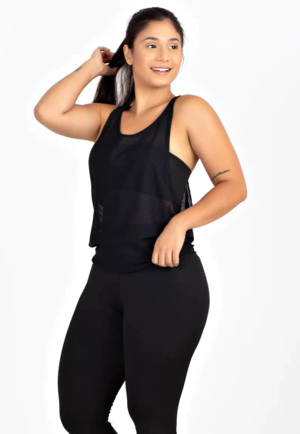 Regata Fitness Tela Dryfit Preto Nadador