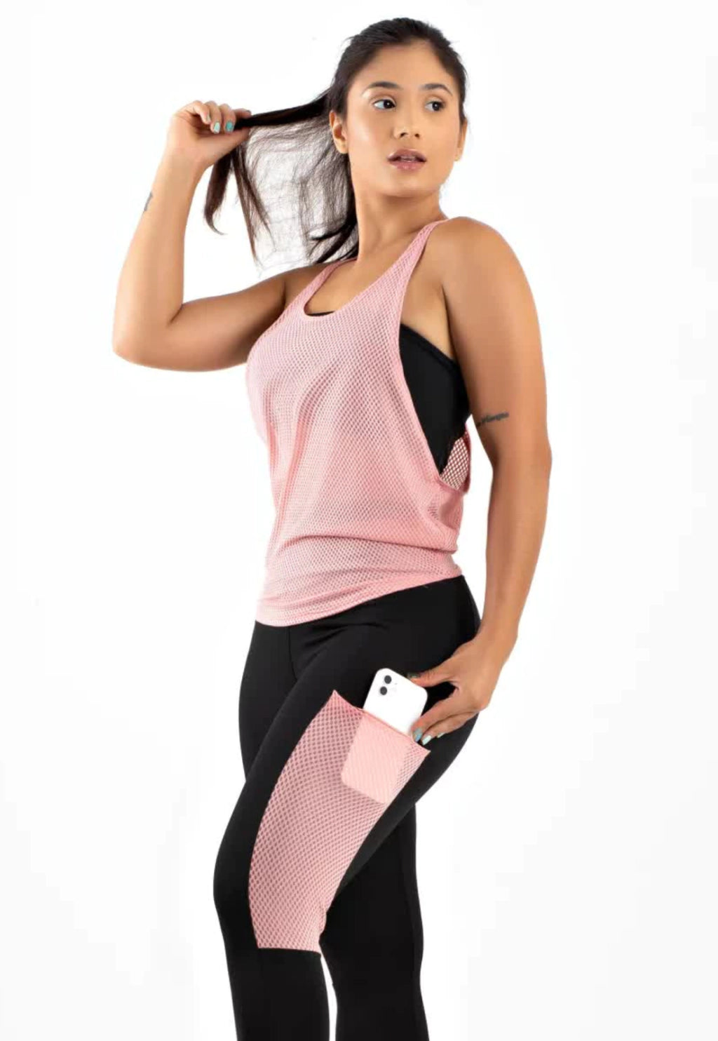 Regata Fitness Tela Dryfit Preto Nadador