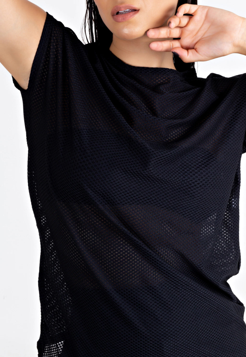 Blusa Transparente Dry Preto Feminina Fitness