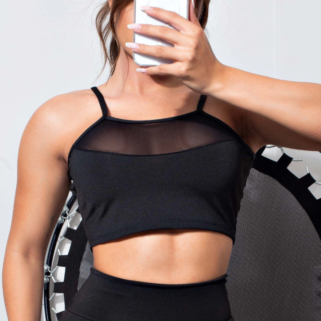 Top Fitness Detalhe Transparente Cropped