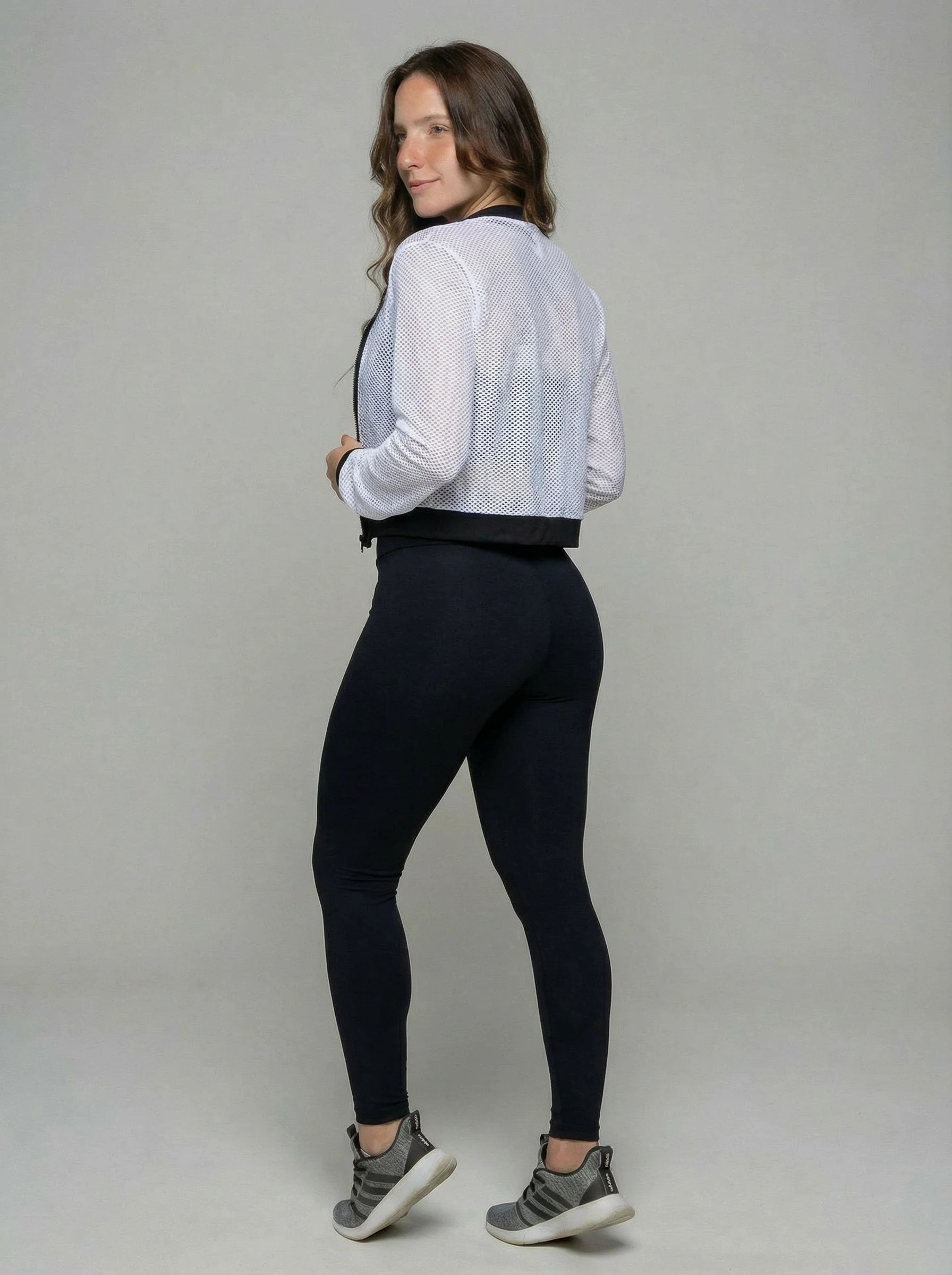 Casaco De Tela Com Ziper Branco Fitness