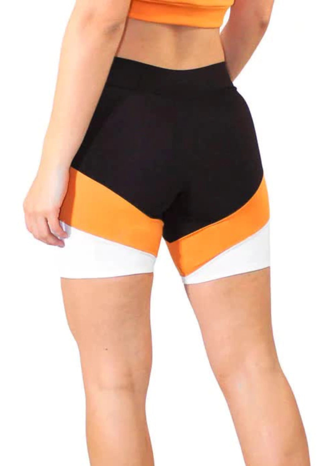 Short Fitness Preto Detalhe Amarelo e Branco