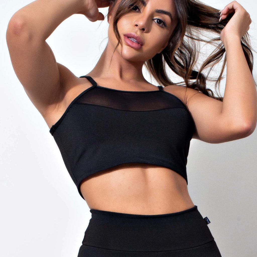 Top Fitness Detalhe Transparente Cropped