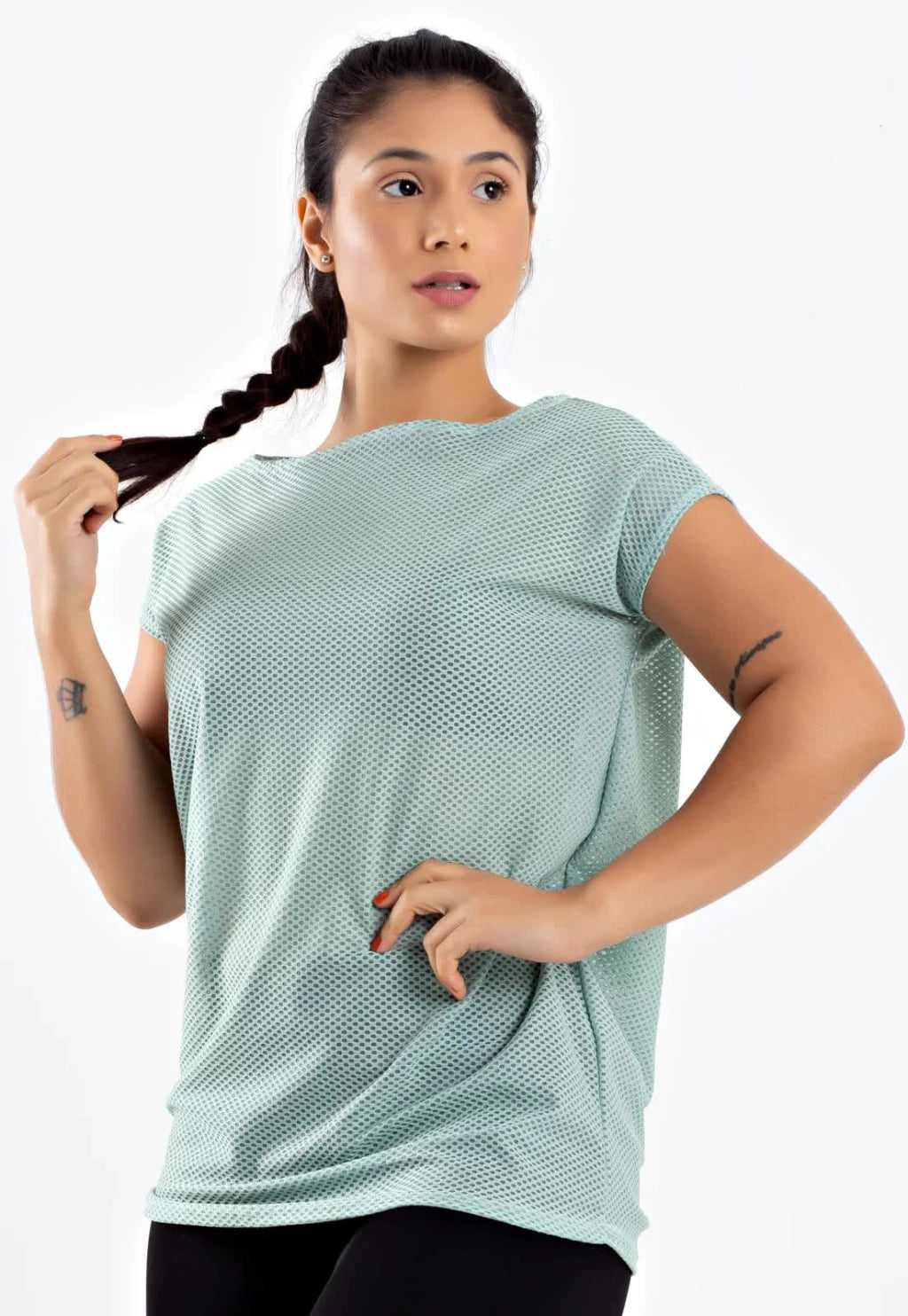 Blusa Manga Curta Verde Fitness Tela