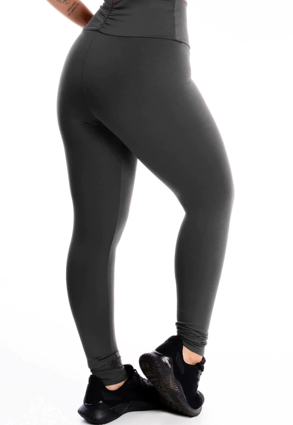 Calça Detalhe Cós Cinza Legging Lisa