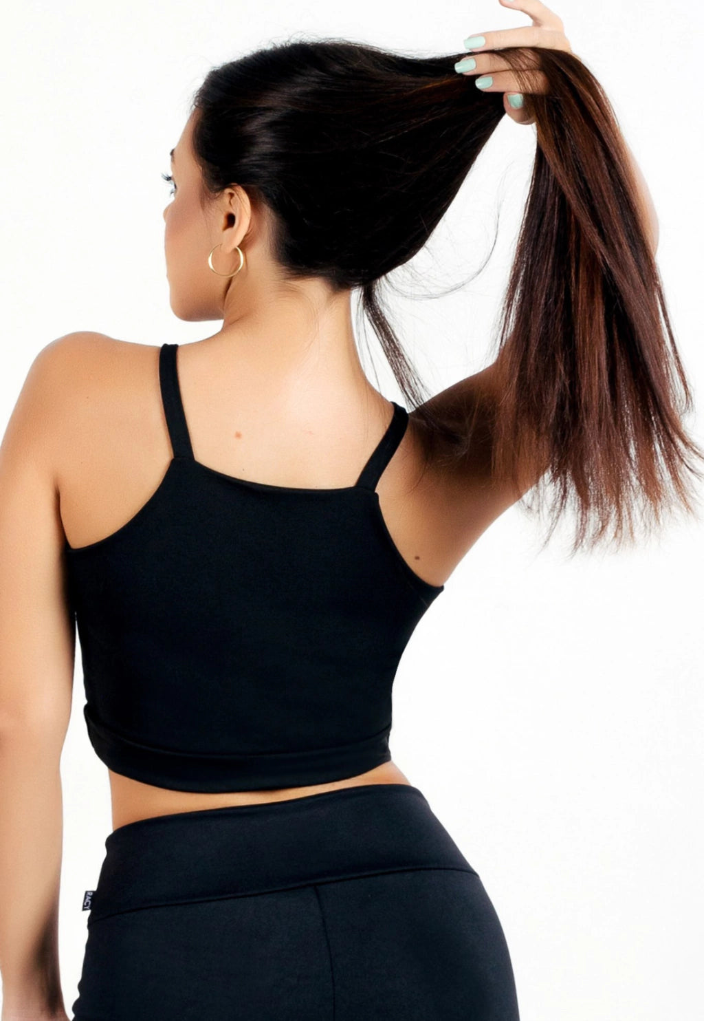 Top Fitness de Alcinha Preto Cropped