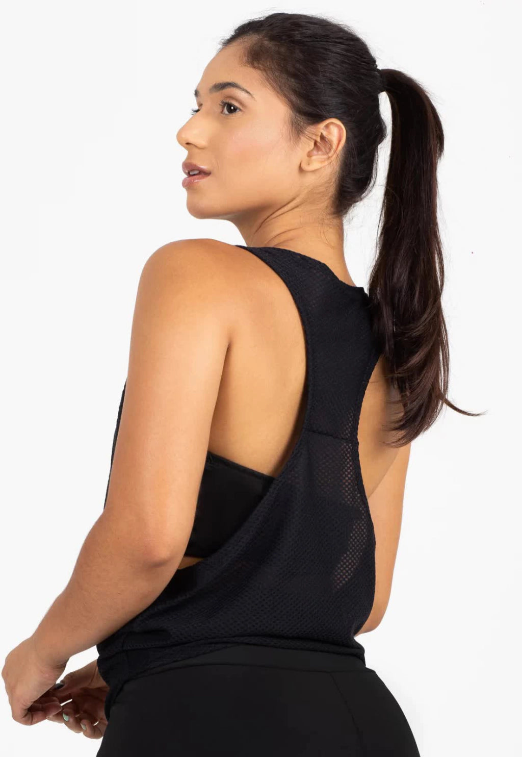 Regata Fitness Tela Dryfit Preto Nadador