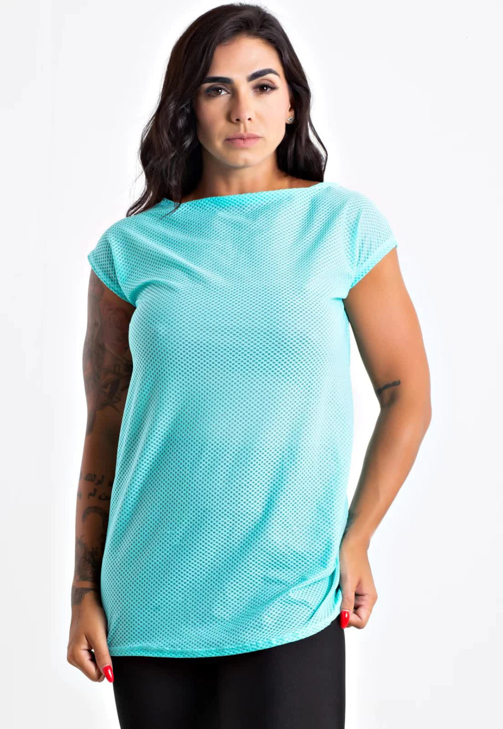Blusa Manga Curta Verde Fitness Tela
