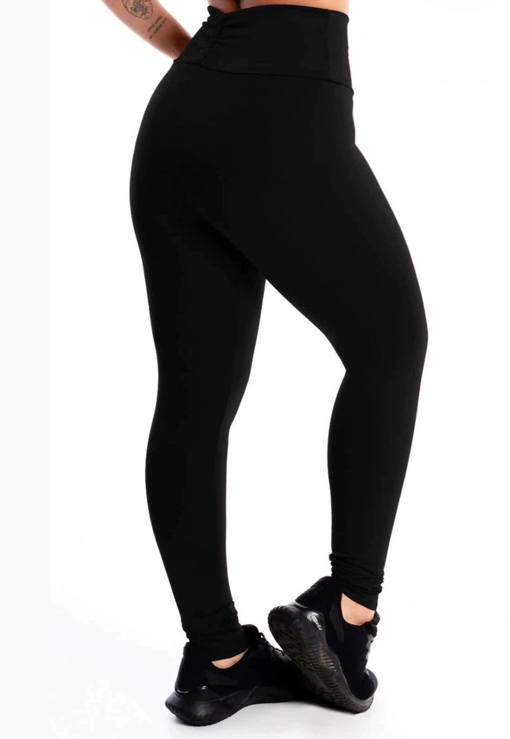 Calça Detalhe Cós Preto Legging Lisa