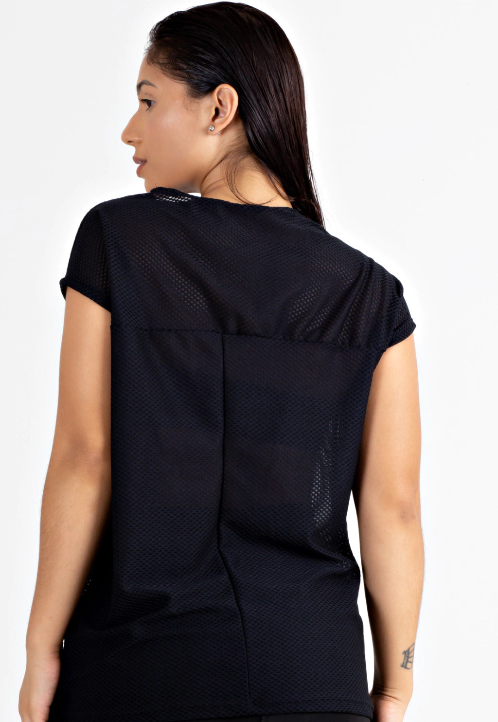 Blusa Transparente Dry Preto Feminina Fitness