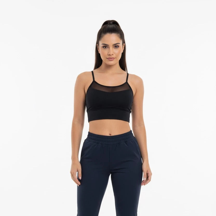 Top Fitness Detalhe Transparente Cropped