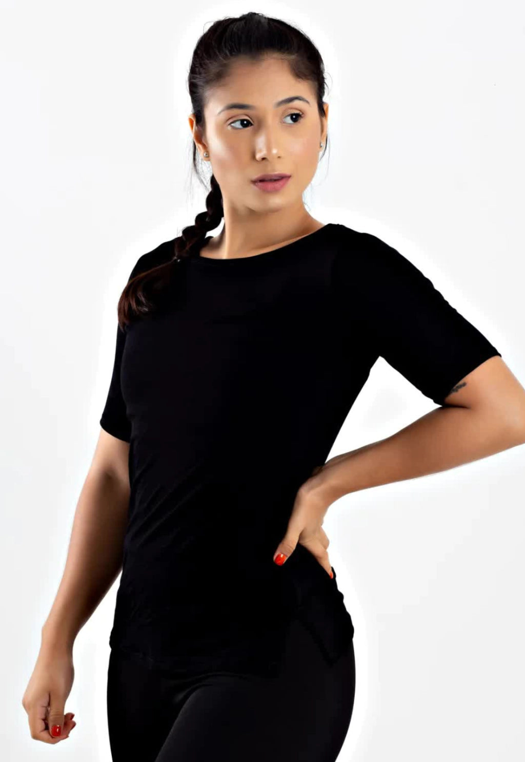 Blusa Manga Curta Metamorfose Preto Fitness Lisa